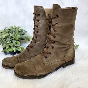 Allsaints Suede Combat Boots Green Size 10